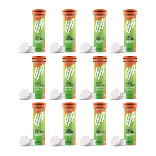 Lift Glucose Chewable Tablets, Orange, 10 Count, Pack of 12