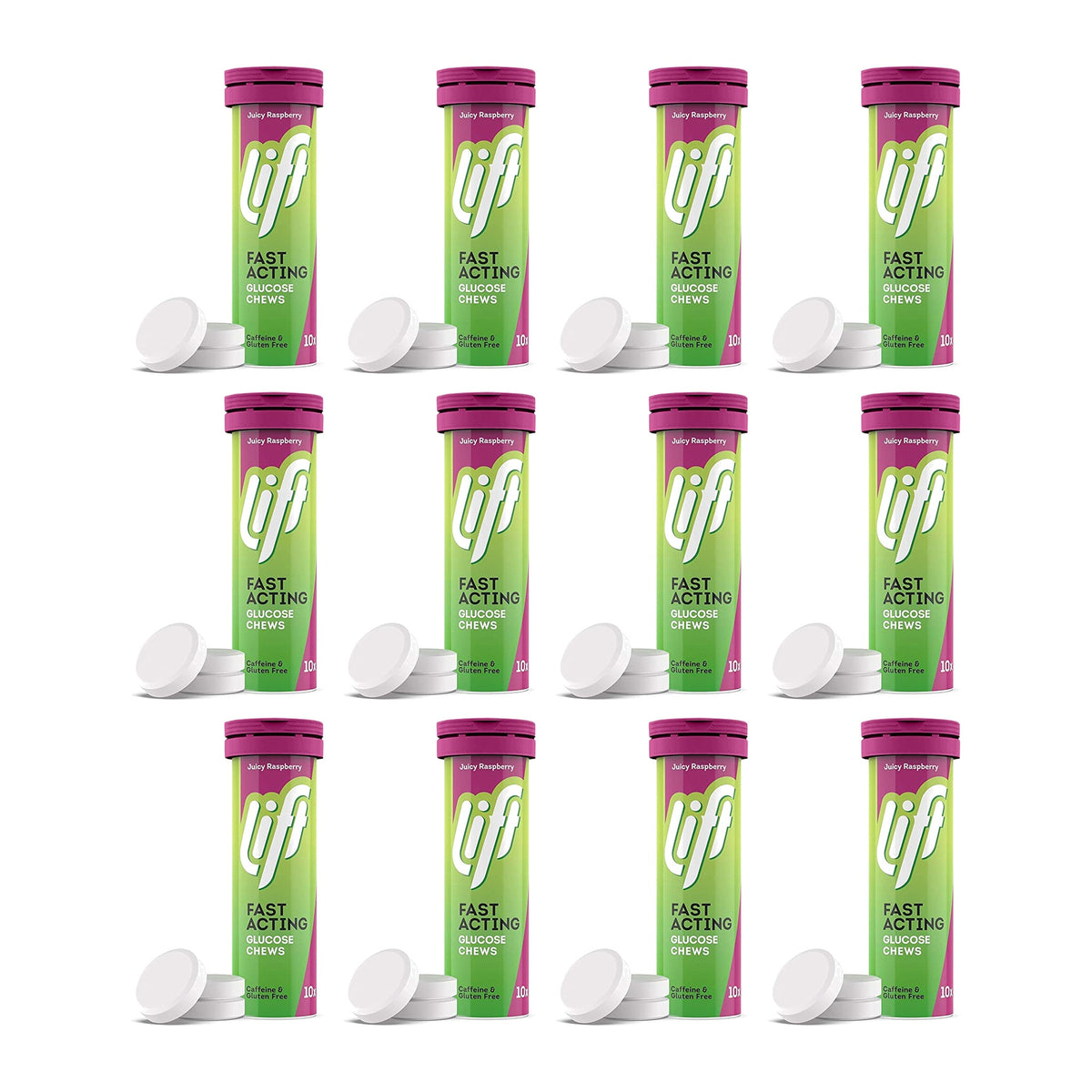 Lift Glucose Chewable Tablets, Raspberry, 10 Count, Pack of 12 — product view