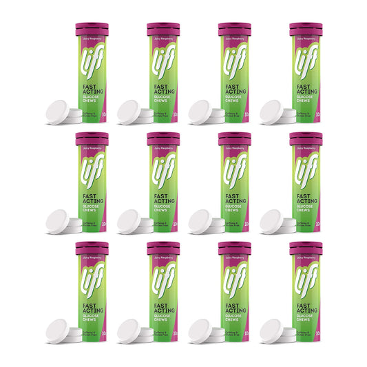 Lift Glucose Chewable Tablets, Raspberry, 10 Count, Pack of 12