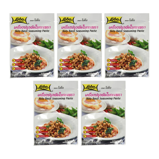 Lobo Thai Holy Basil Seasoning Paste 50 g (1.76 oz), Pack of 5