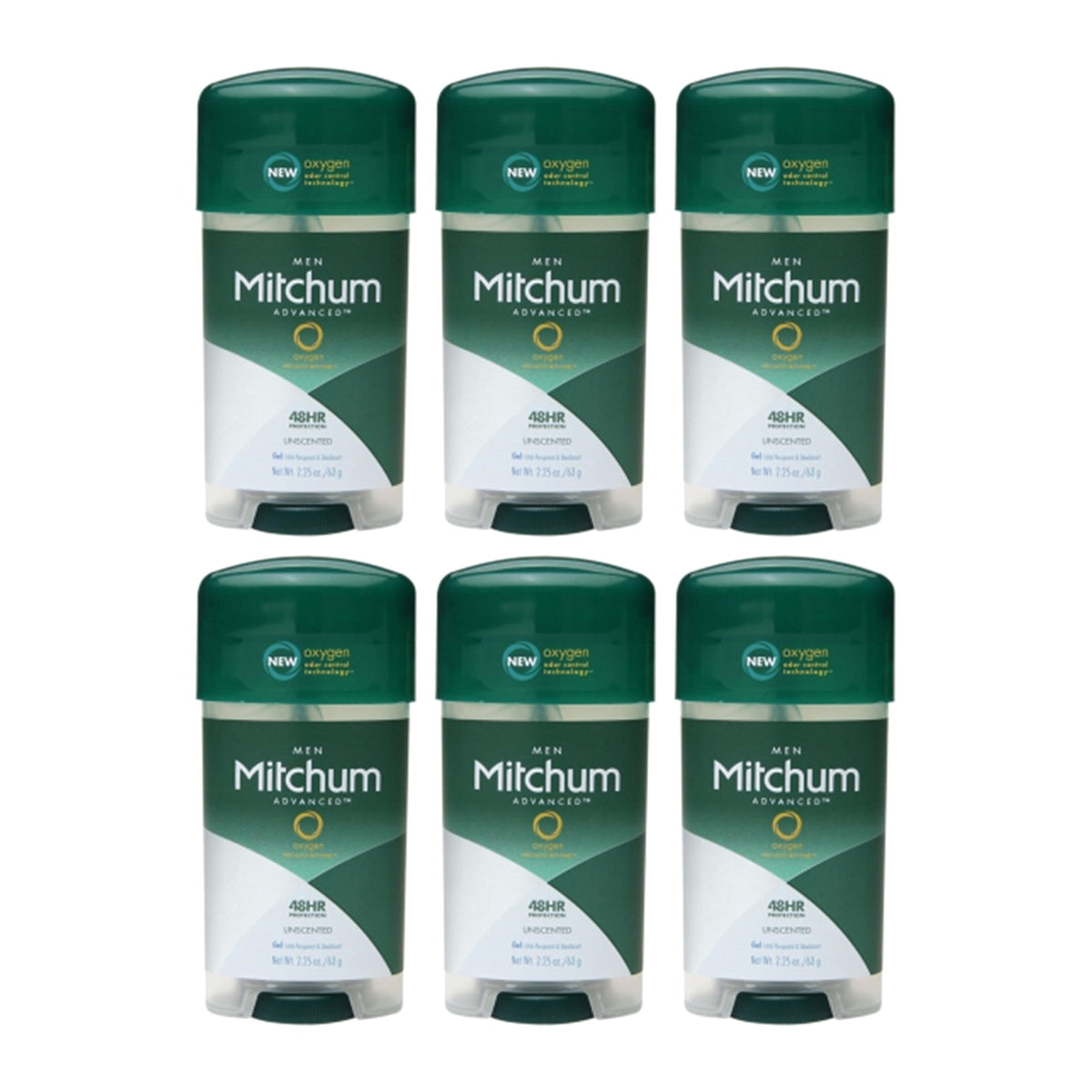 Mitchum Power Gel Anti-Perspirant & Deodorant, Unscented, 63 g (2.2 oz), Pack of 6 — product view