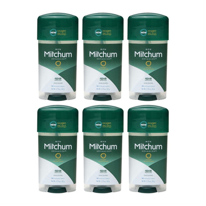 Mitchum Power Gel Anti-Perspirant & Deodorant, Unscented, 63 g (2.2 oz), Pack of 6
