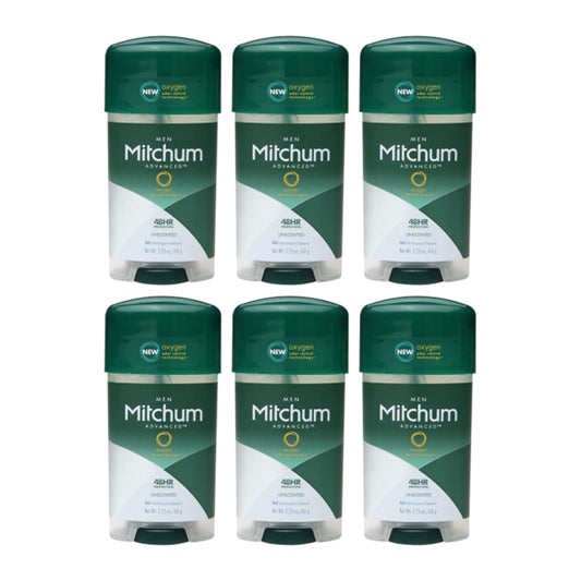 Mitchum Power Gel Anti-Perspirant & Deodorant, Unscented, 63 g (2.2 oz), Pack of 6