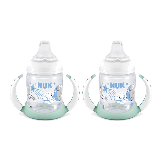 NUK Learner Sippy Cup, 148 ml (5 fl oz), Glow-in-the-Dark, Pack of 2