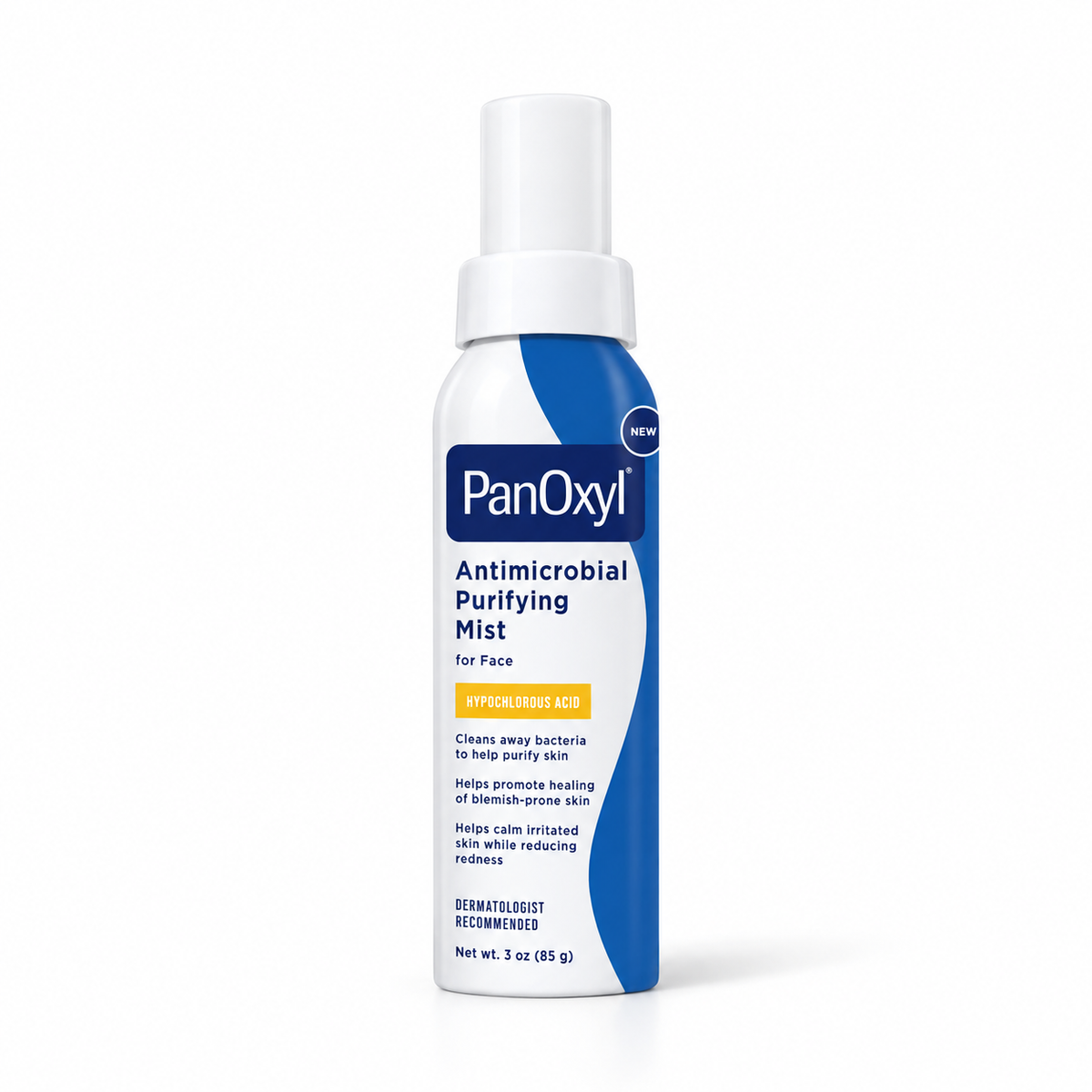 PanOxyl Antimicrobial Purifying Mist bottle standing upright on a plain white background