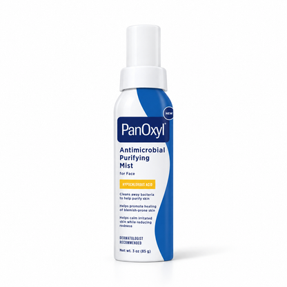 PanOxyl Antimicrobial Purifying Mist bottle standing upright on a plain white background