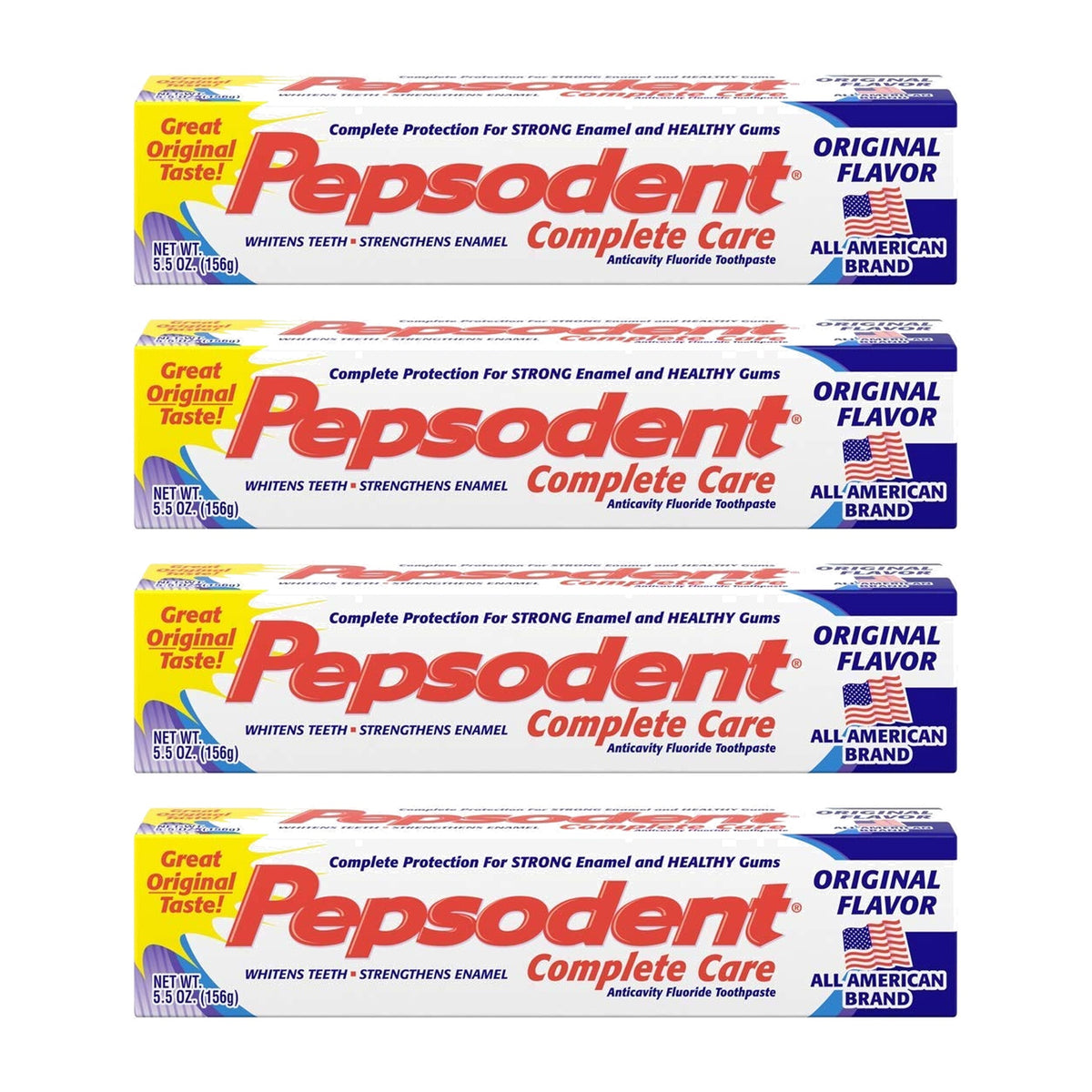 Pepsodent Complete Care Toothpaste, Original Flavor 156 g (5.5 oz), Pack of 4 — product view