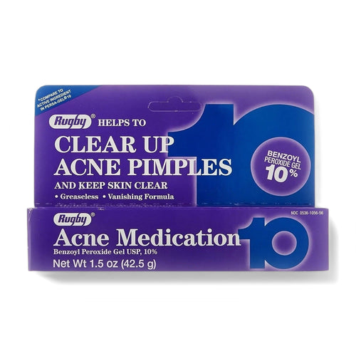 Rugby Acne Gel 10% Benzoyl Peroxide 1.5 oz (42.5 g)