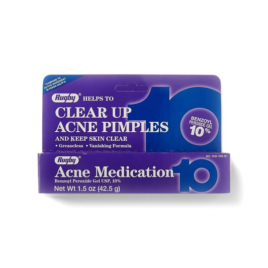 Rugby Acne Gel 10% Benzoyl Peroxide 1.5 oz (42.5 g)