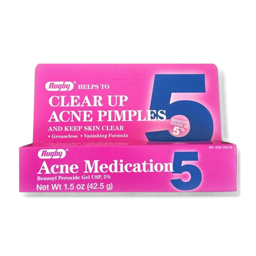 Rugby Acne Gel 5% Benzoyl Peroxide 1.5 oz (42.5 g)