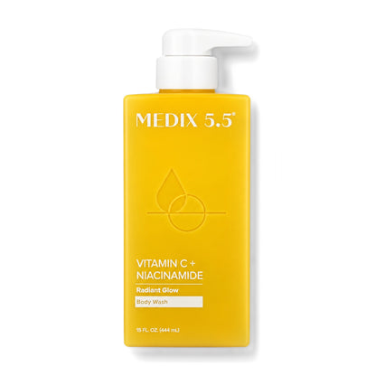 Medix 5.5 Vitamin C and Niacinamide Radiant Glow Body Wash 15 fl oz upright bottle on white