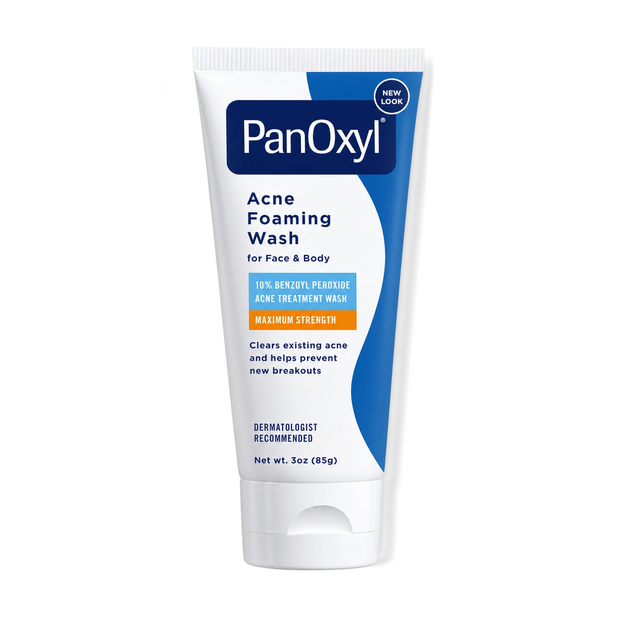 PanOxyl Foaming Wash 10% Benzoyl Peroxide 85 g - tube front view