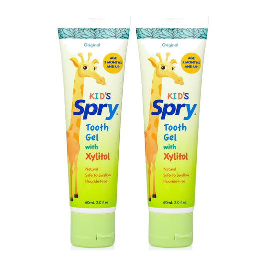 Spry Natural Kids Xylitol Tooth Gel Original 60 ml (2 fl oz), Pack of 2