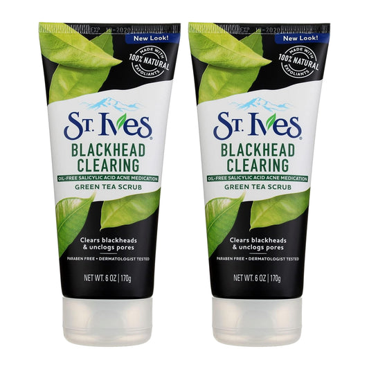 St. Ives Blackhead Clearing Face Scrub Green Tea 170 g (6 oz), Pack of 2