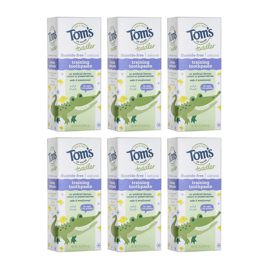 Tom's of Maine Toddlers Fluoride-Free Toothpaste Mild Fruit 50 g (1.75 oz), Pack of 6