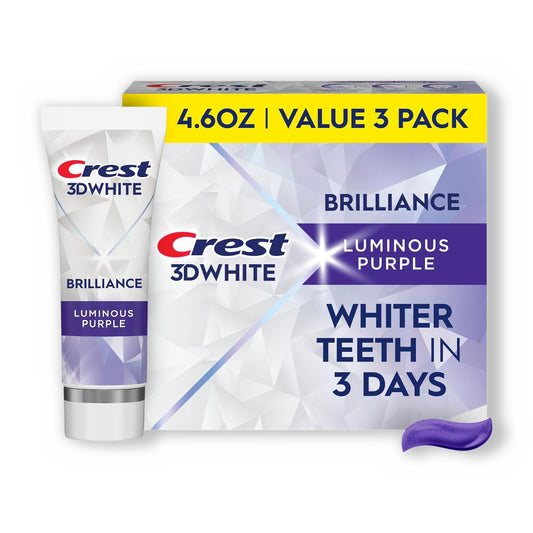 Crest 3D White Brilliance Luminous Purple Toothpaste, 5 oz (140 g), Pack of 3
