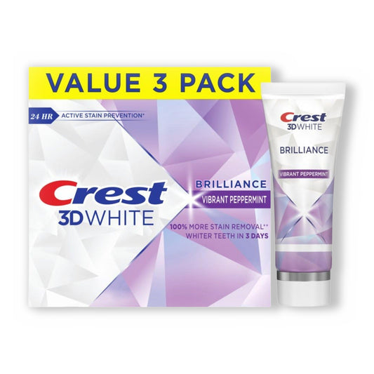 Crest 3D White Brilliance Toothpaste Vibrant Peppermint 4.6 oz - Pack of 3