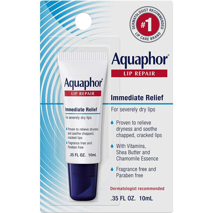 Aquaphor Lip Repair Ointment - Long-Lasting Moisture to Soothe Dry Chapped Lips - .35 Fl. Oz. Tube