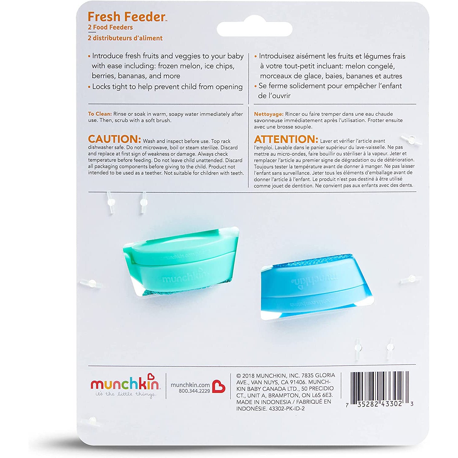 Munchkin Fresh Food Feeder, 2 Pack, Blue/Mint