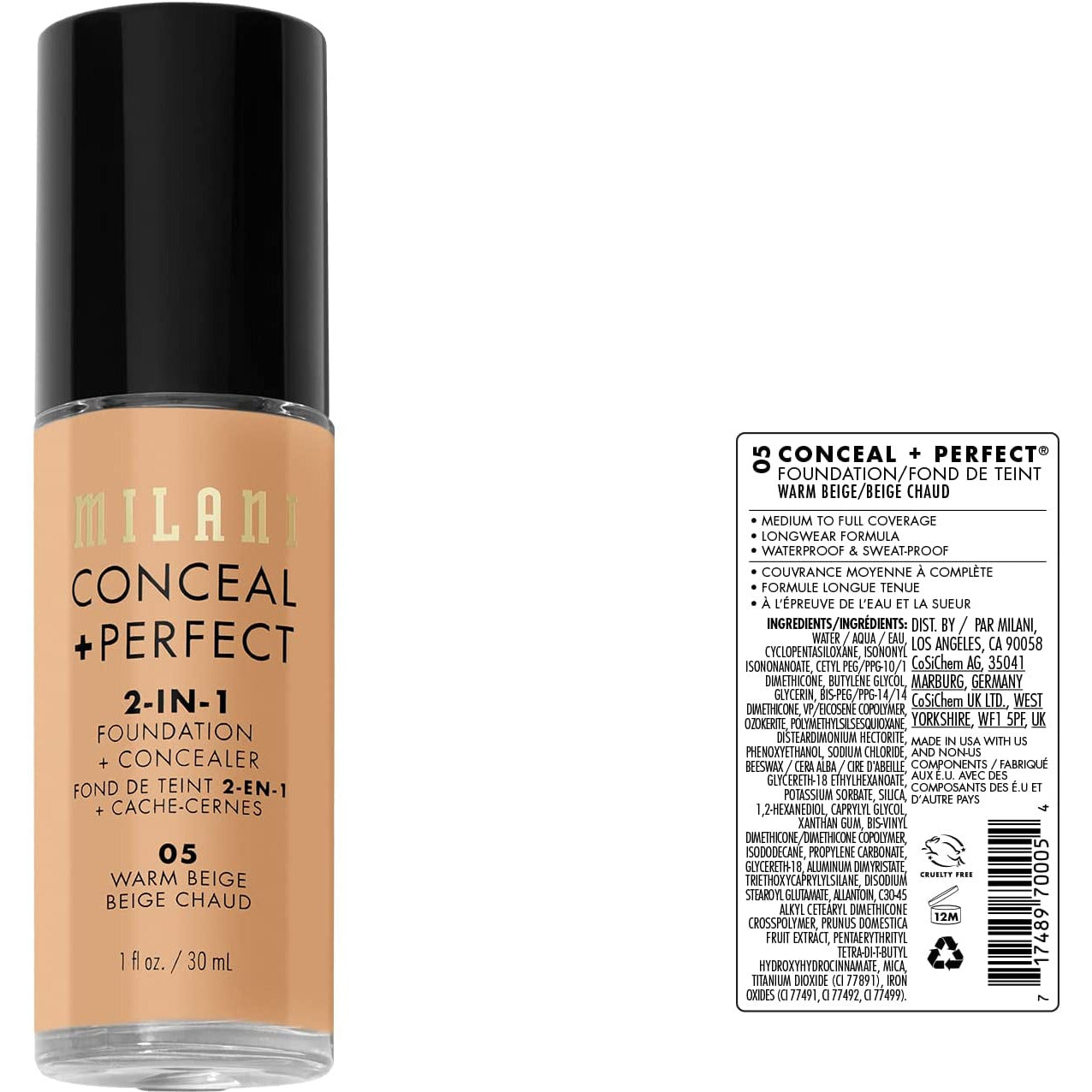 MILANI Conceal + Perfect 2-In-1 Foundation + Concealer - Warm Beige