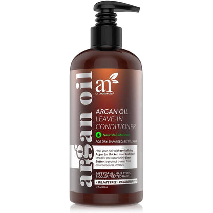 Artnaturals Argan Oil Leave-In Conditioner - (12 Fl Oz / 355Ml) - Made with Organic and Natural Ingredients - Detangler Treatment for Curly, Damaged, Dry, Color Treated and Hair Loss