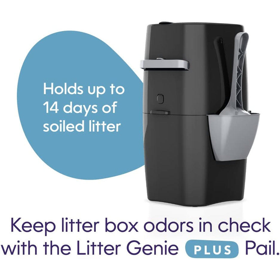 Litter Genie plus Pail, Ultimate Cat Litter Disposal System, Locks Away Odors, Includes One Refill, Black,Small