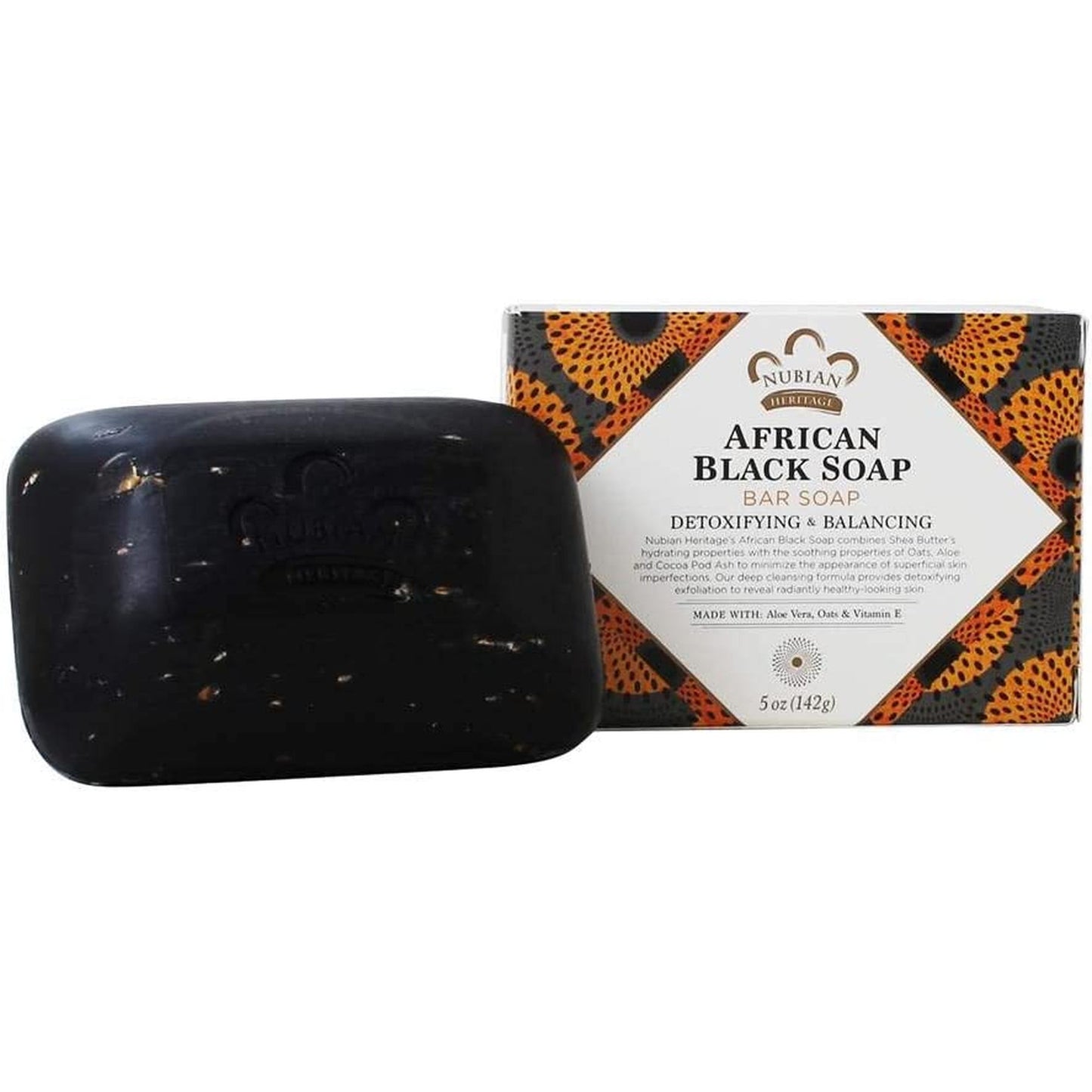 Nubian Soap African Black Soap with Oats, Aloe & Vitamin E 140G