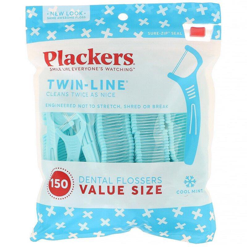 Plackers Twin-Line Cool Mint Dental Flossers 150 - USA in UK