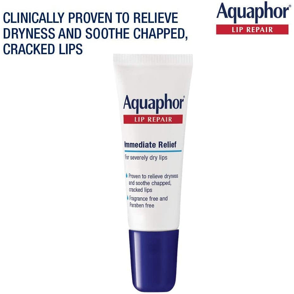 Aquaphor Lip Repair Ointment - Long-Lasting Moisture to Soothe Dry Chapped Lips - .35 Fl. Oz. Tube