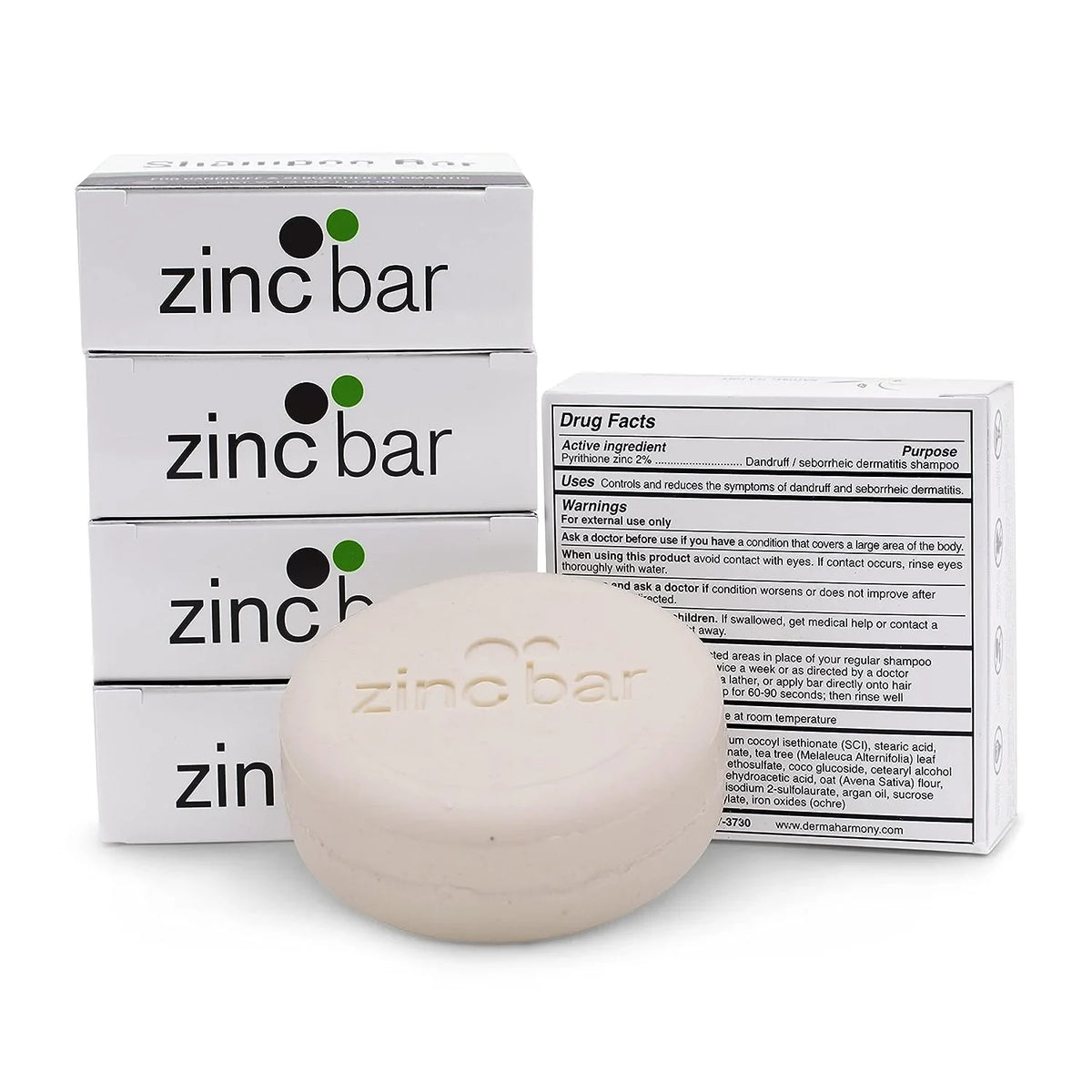 DermaHarmony Zinc Shampoo Bar 2% Pyrithione Zinc Tea Tree 113 g — alternate product view