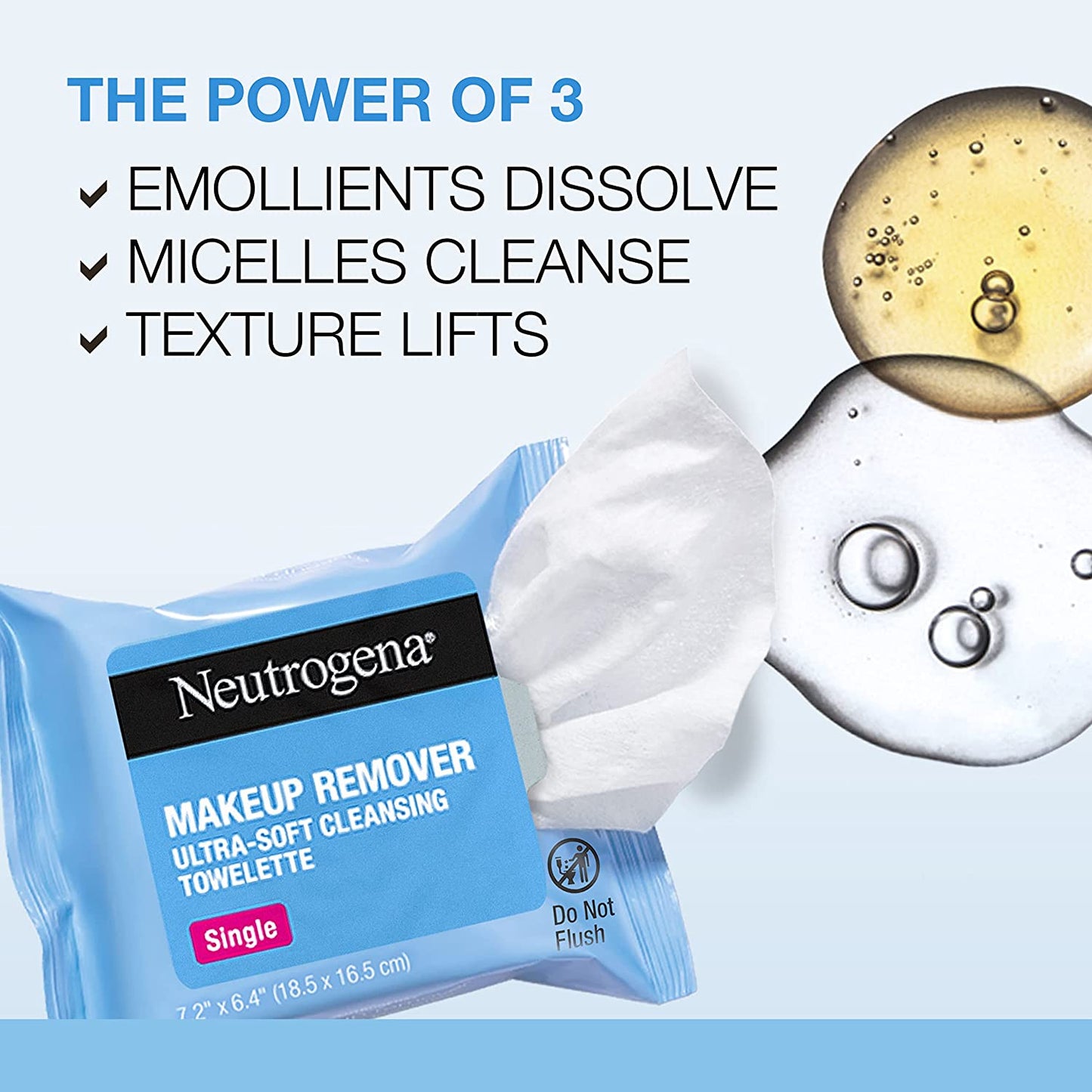 Neutrogena Makeup Remover Facial Cleansing Towelette Singles, Daily Face Wipes to Remove Dirt, Oil, Makeup & Waterproof Mascara, Gentle, Alcohol-Free, Individually Wrapped, 20 Ct