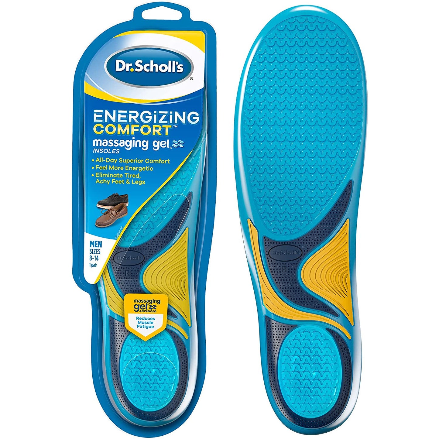 Dr. Scholls Comfort and Energy Massaging Gel Insoles for Men, Size 8-14, 1 Pair