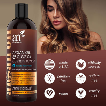 Artnaturals Argan-Oil Conditioner for Hair-Regrowth - (16 Fl Oz / 473Ml) - Sulfate Free - Treatment for Hair Loss and Thinning - Growth Product for Men & Women - Infused with Biotin