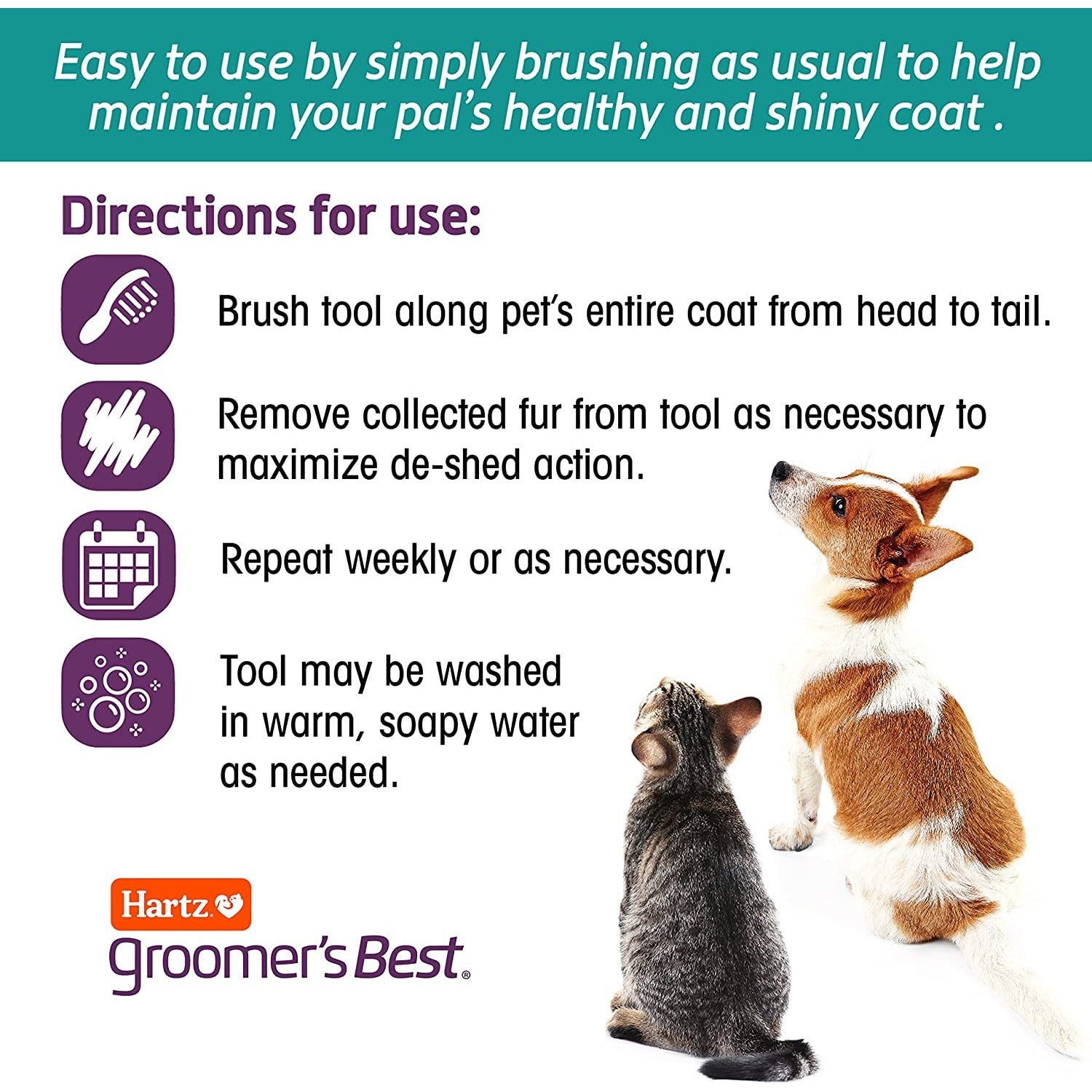 HARTZ, Groomer'S Best Small Slicker Brush for Cats and Small Dogs, Black/Violet, 1 Count