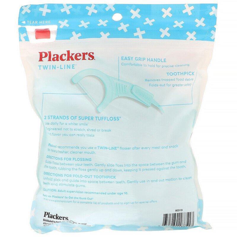 Plackers Twin-Line Cool Mint Dental Flossers 150 - USA in UK