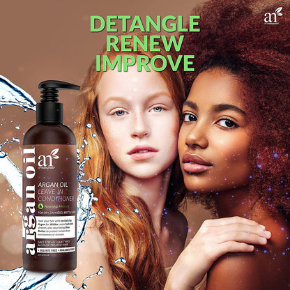 Artnaturals Argan Oil Leave-In Conditioner - (12 Fl Oz / 355Ml) - Made with Organic and Natural Ingredients - Detangler Treatment for Curly, Damaged, Dry, Color Treated and Hair Loss