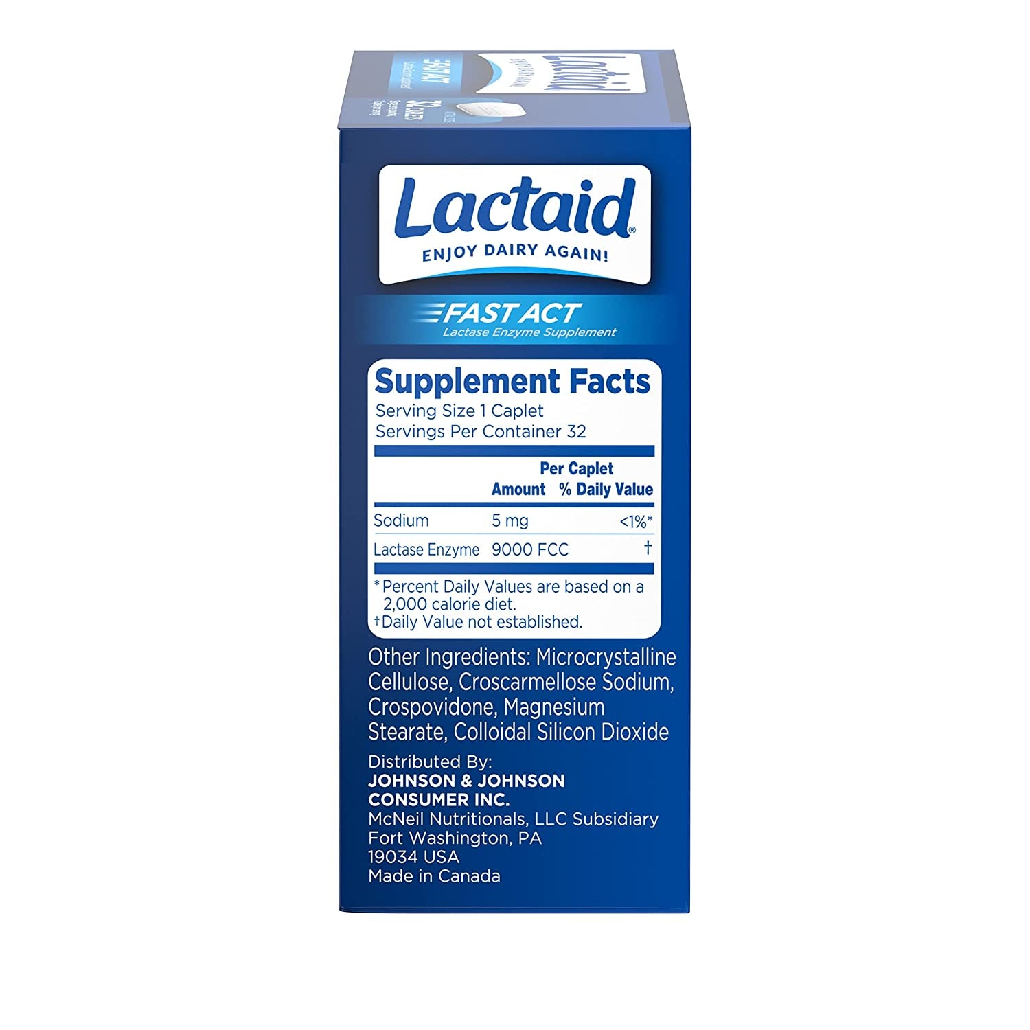 Lactaid Fast Act Lactose Intolerance, Lactase Enzyme Pills 32 Single-Dose Pouches