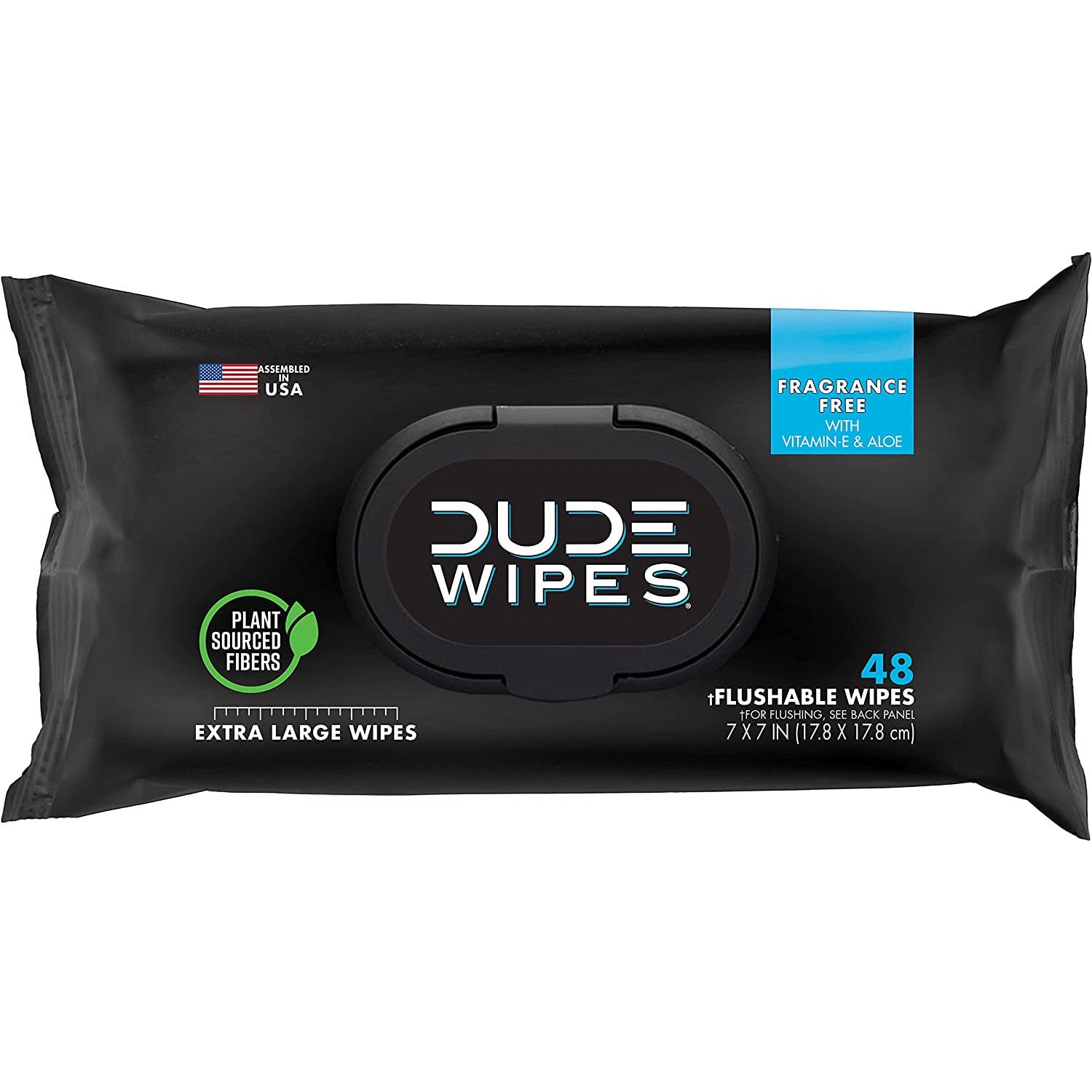 Dude Wipes Flushable Wipes, Unscented & Naturally Soothing, Dispenser Pack (48Ct)