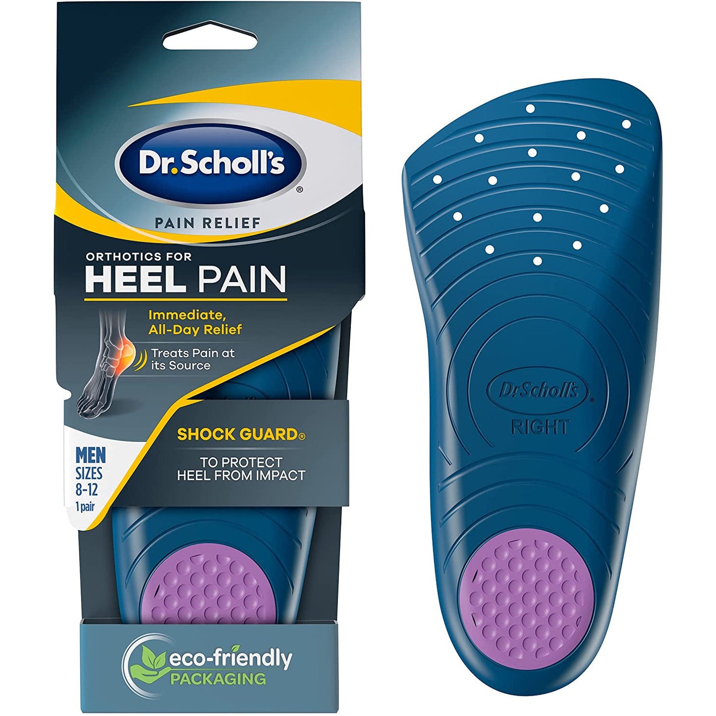 Dr. Scholl’S Heel Pain Relief Orthotics // Clinically Proven to Relieve Plantar Fasciitis, Heel Spurs and General Heel Aggravation (For Men'S 8-12, Also Available for Women'S 5-12)