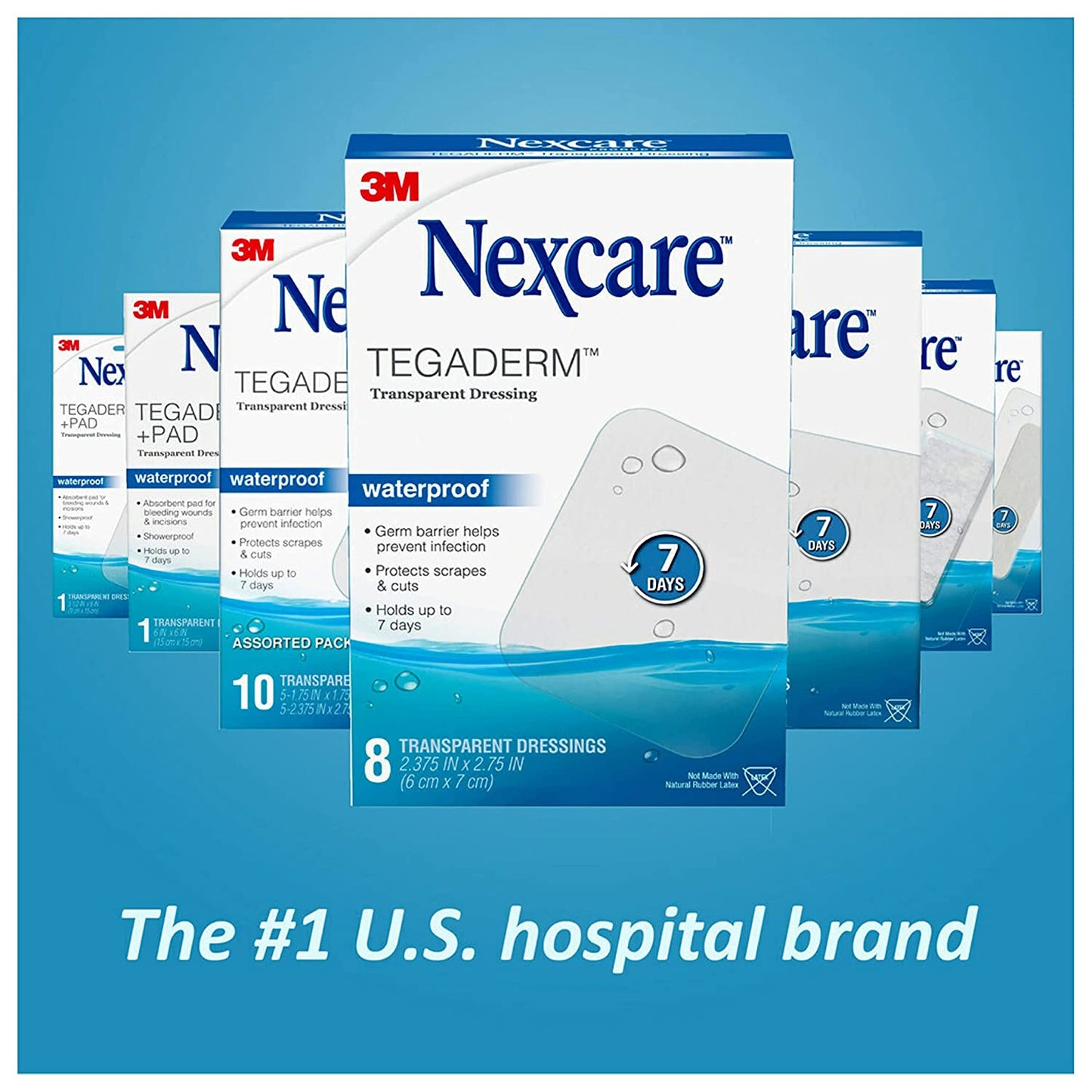 Nexcare Tegaderm Waterproof Transparent Dressing, Flexible and Breathable, Post-Surgical Incisions, 2-3/8-Inches X 2-3/4-Inches, 8 Count