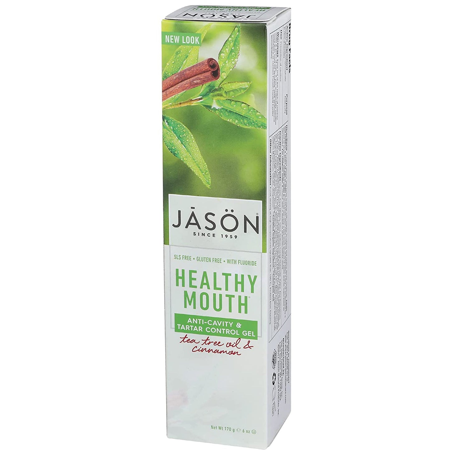 JASON Healthy Mouth Anti-Cavity & Tartar Control Toothpaste Gel, Tee Tree Oil & Cinnamon, 6 Oz. (Packaging May Vary)