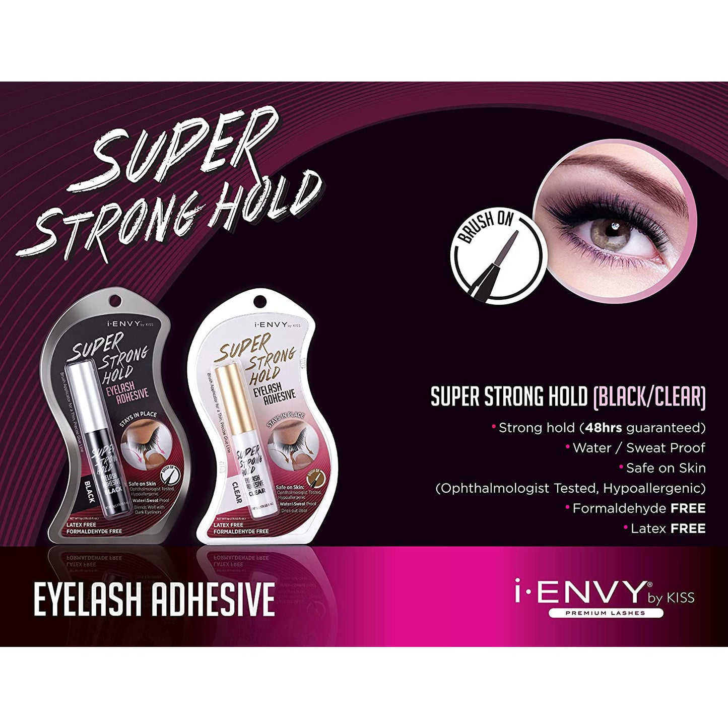 I-Envy by Kiss Super Strong Hold Eyelash Adhesive Black Brush on Latex Free