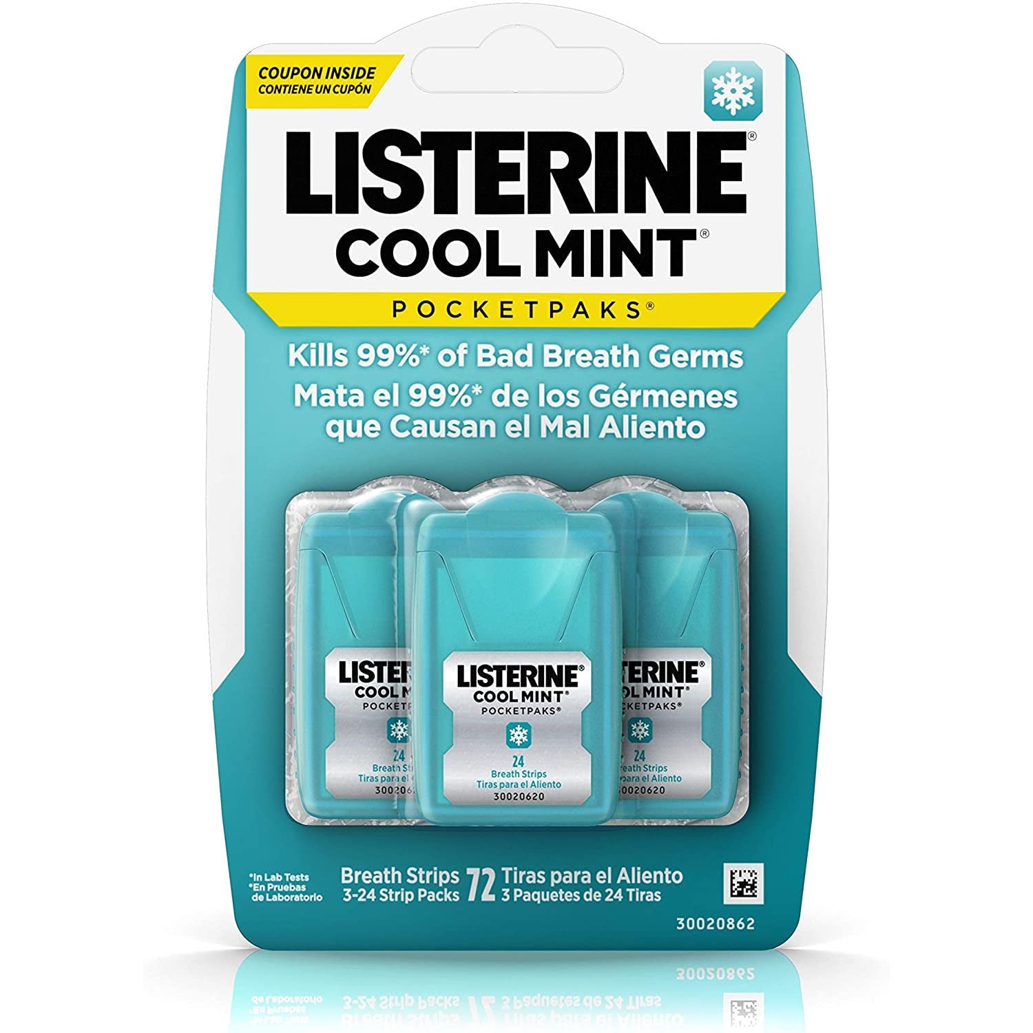 Listerine - Pocketpaks, Oral Care Strips, Cool Mint - 72 Strips