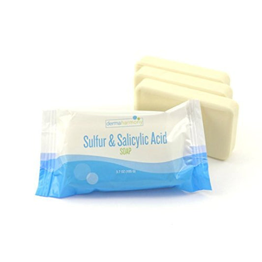 Dermaharmony Sulfur and Salicylic Acid Bar Soap 3.7 Oz – (Made in the USA) (3 Bars)