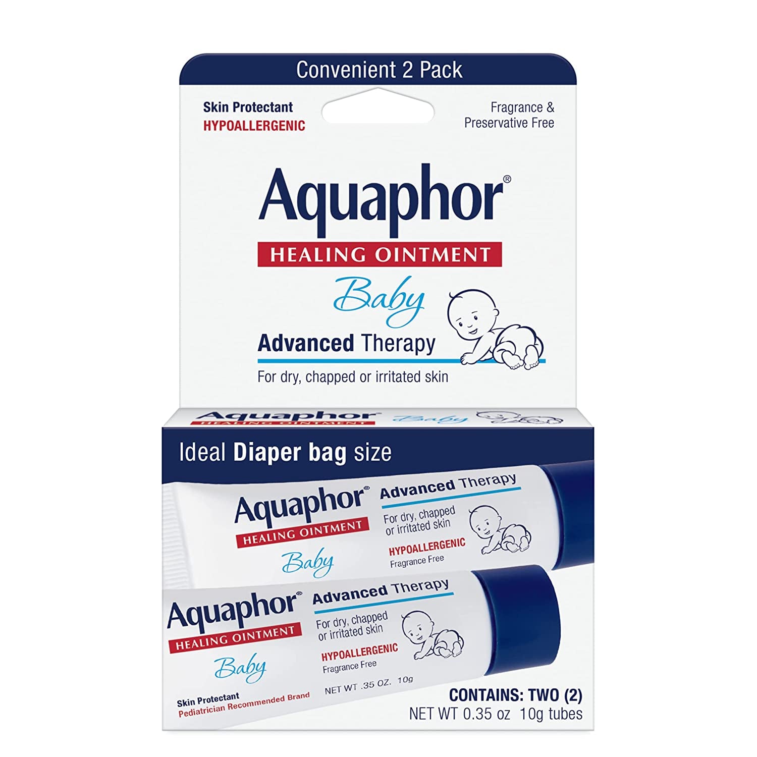 Aquaphor Baby Healing Ointment Advanced Therapy 2 Tubes 0.35 Oz Each