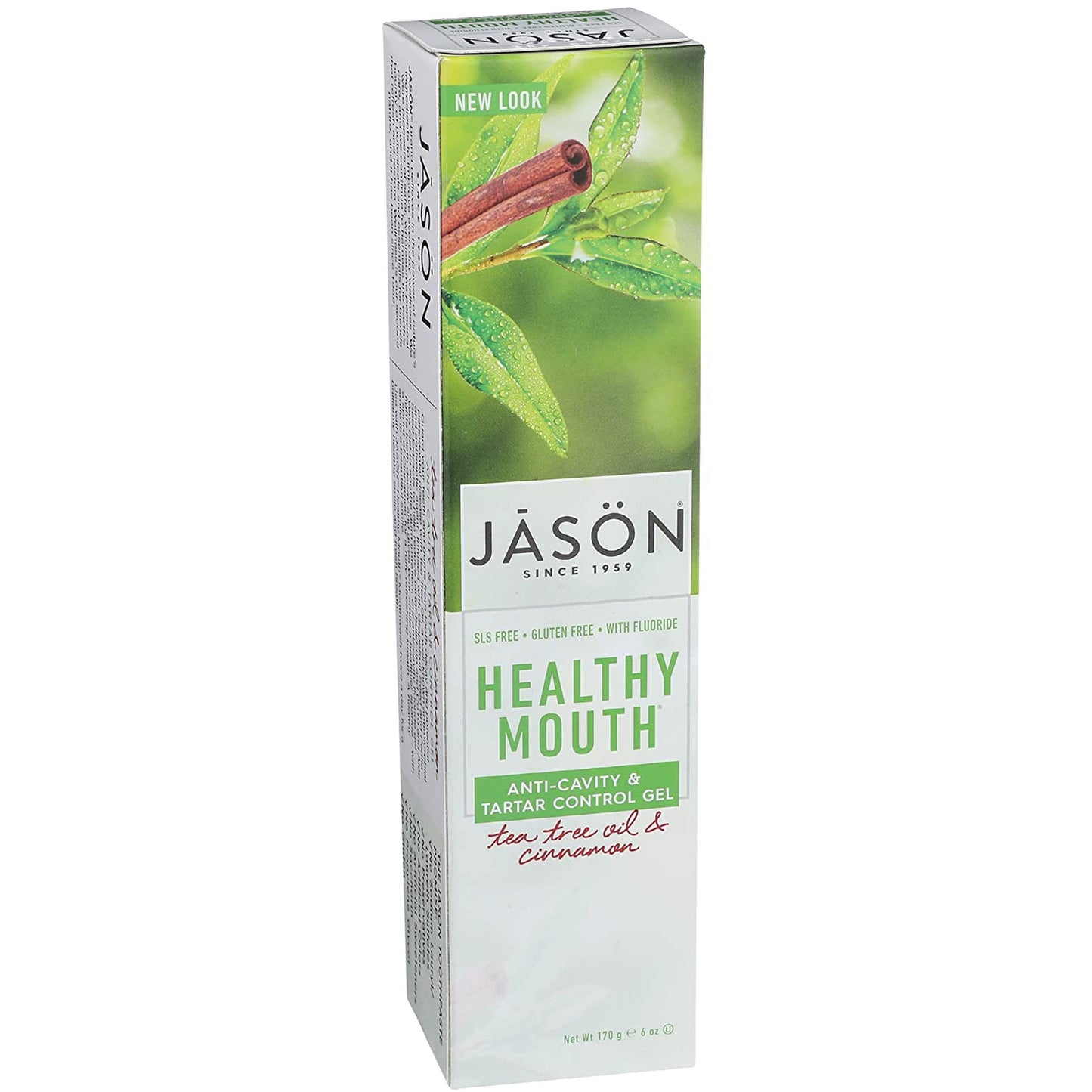 JASON Healthy Mouth Anti-Cavity & Tartar Control Toothpaste Gel, Tee Tree Oil & Cinnamon, 6 Oz. (Packaging May Vary)