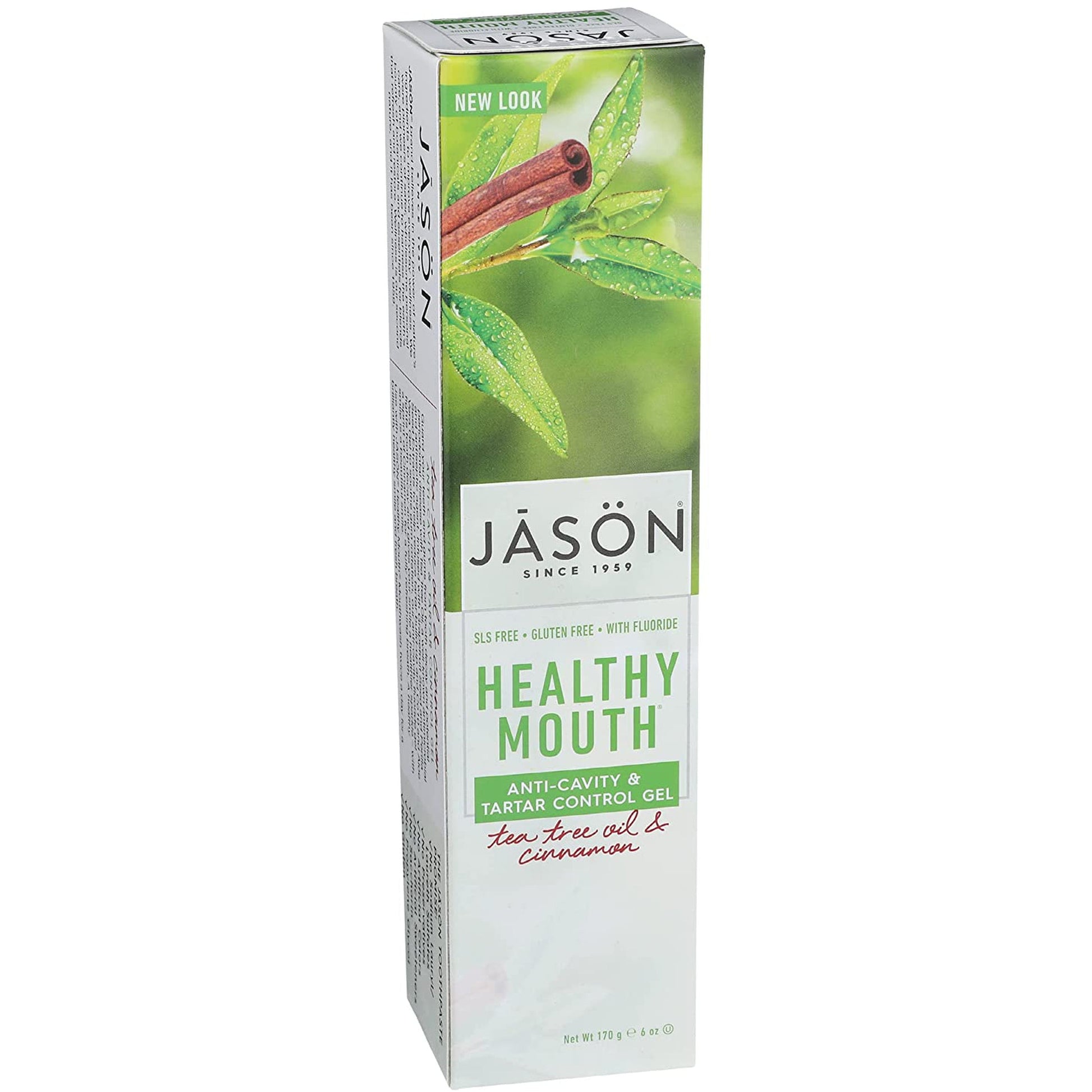 JASON Healthy Mouth Anti-Cavity & Tartar Control Toothpaste Gel, Tee Tree Oil & Cinnamon, 6 Oz. (Packaging May Vary)