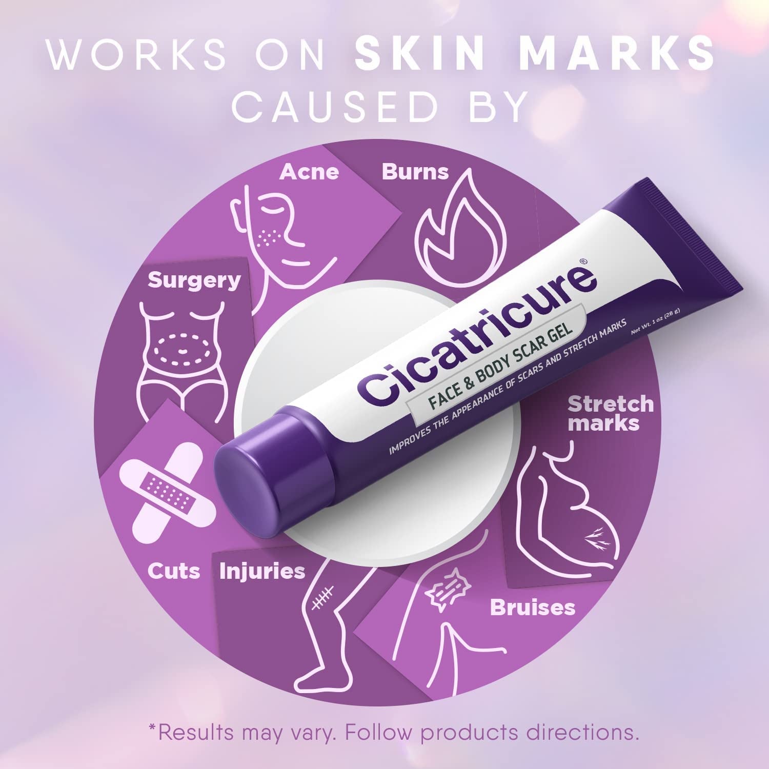 Cicatricure Face & Body Scar Gel, Reduces the Appearance of Old & New Scars, Stretch Marks, Surgery, Injuries, Burns and Acne, 1 Ounce (Packaging May Vary)