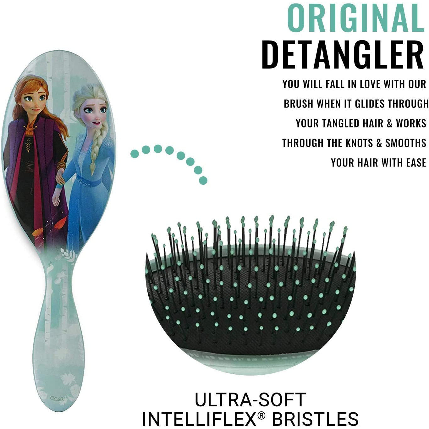 Wetbrush Original Detangler Hairbrush, Unisex Intelliflex Bristles, Pain-Free Brushing, Disney Frozen Guiding Spirit Anna & Elsa