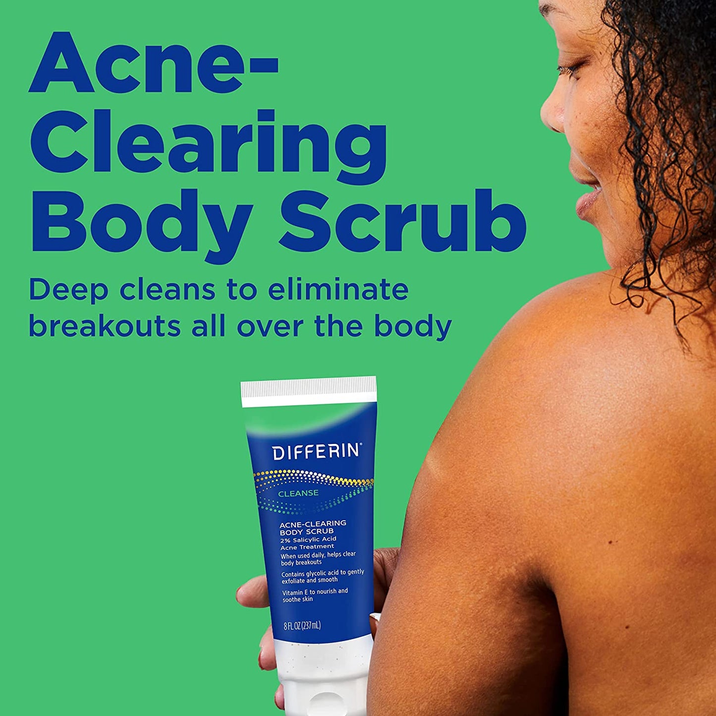 Differin Body Scrub with Salicylic Acid Acne Clearing Improves Tone and Texture Prone Skin on Back Shoulders and Chest, 8 Oz (Packaging May Vary)